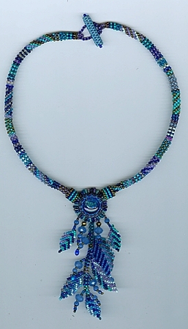Crane jewelry -- Blue Leaf necklace