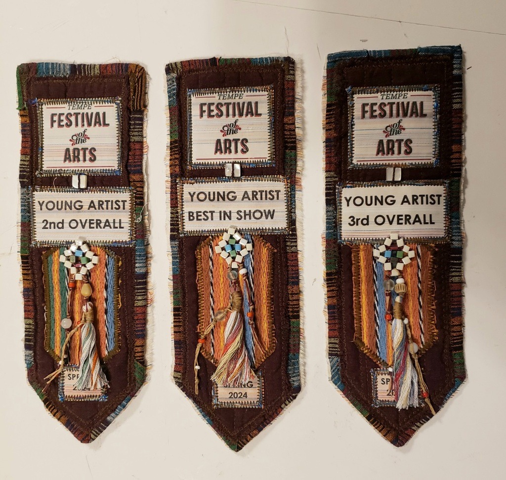 Some of the smallest 3x9 inch ribbons, in this case the 'Young Artist' categories.