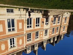 Front of the Chateau, facing east at sunrise 
