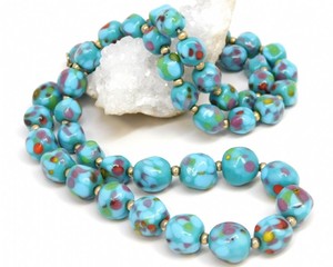 Turquoise glass Hobe necklace, photo courtesy of Goodwill