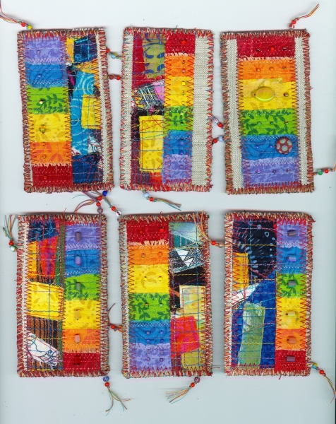 'Color Cards' applique rainbow constructed fabric